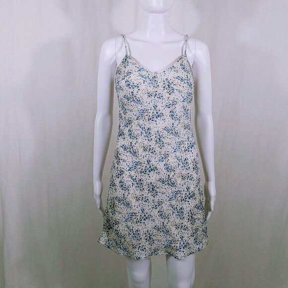 Vintage 90s Rampage Blue Floral Spaghetti Strap Sun Dress Size 3 - Picture 1 of 5